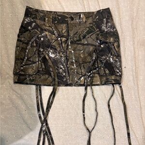 Fashion Nova Camouflage Mini Skirt with Tie Details